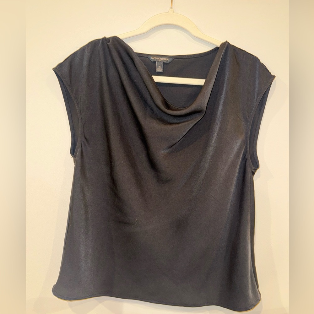 Banana Republic Gray Cap Sleeve Draped Blouse